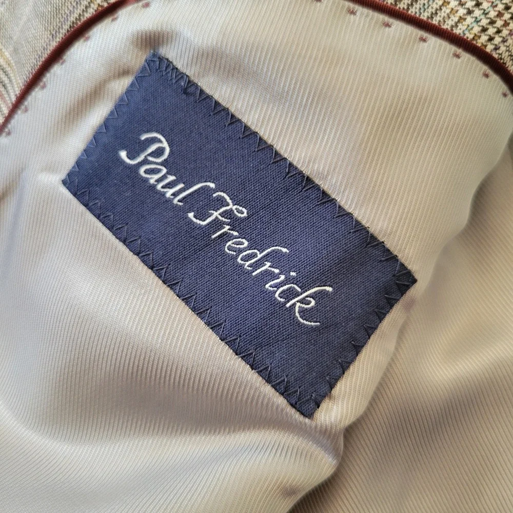 Paul Fredrick 39S Wool Suit Gray Glen Plaid 2 Pc Suit Blazer‎ Pants Preppy Twee